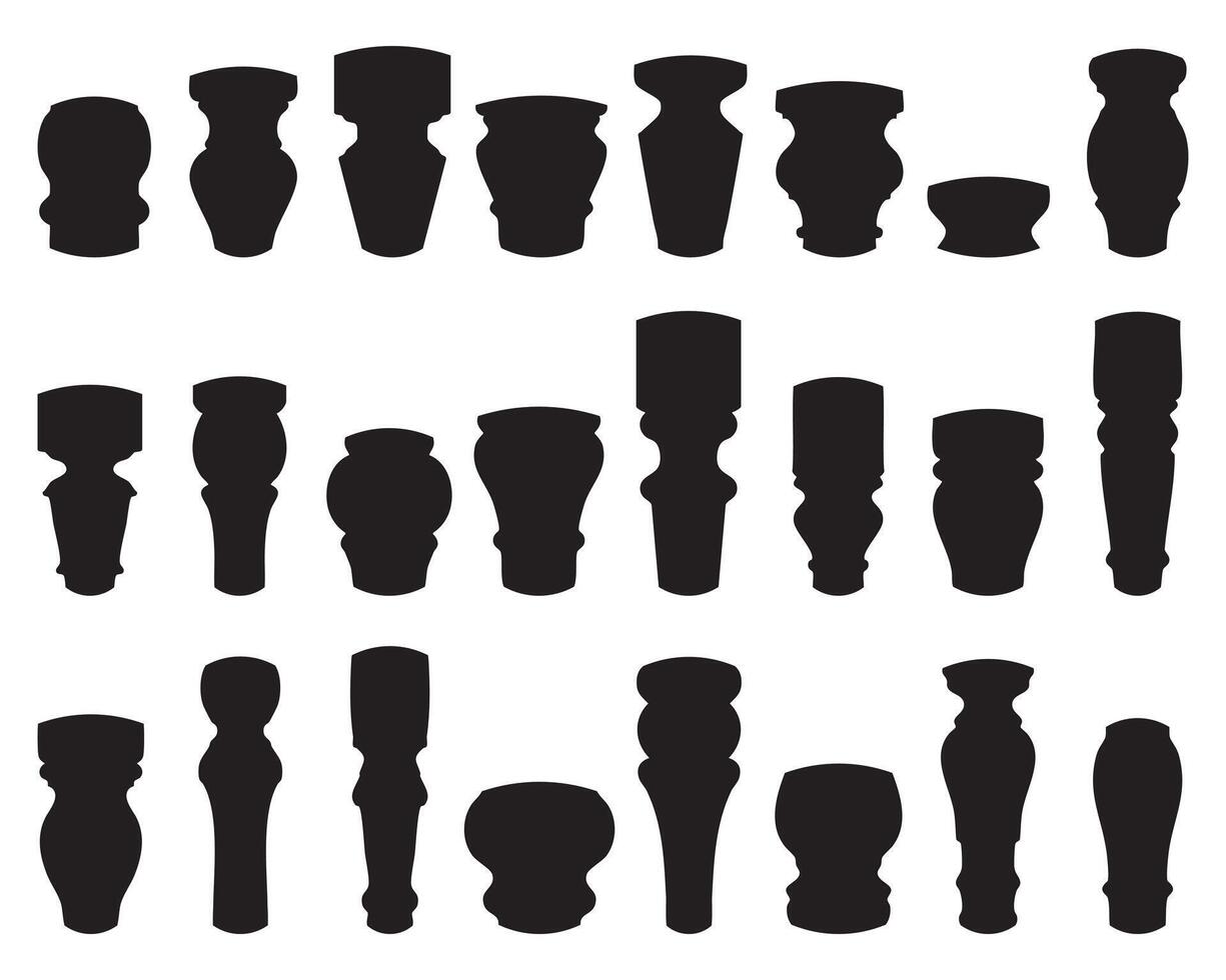 A silhouette collection of diverse furniture legs, presenting a variety of shapes and styles. Ideal for design projects, furniture catalogs, or creative concepts. vector