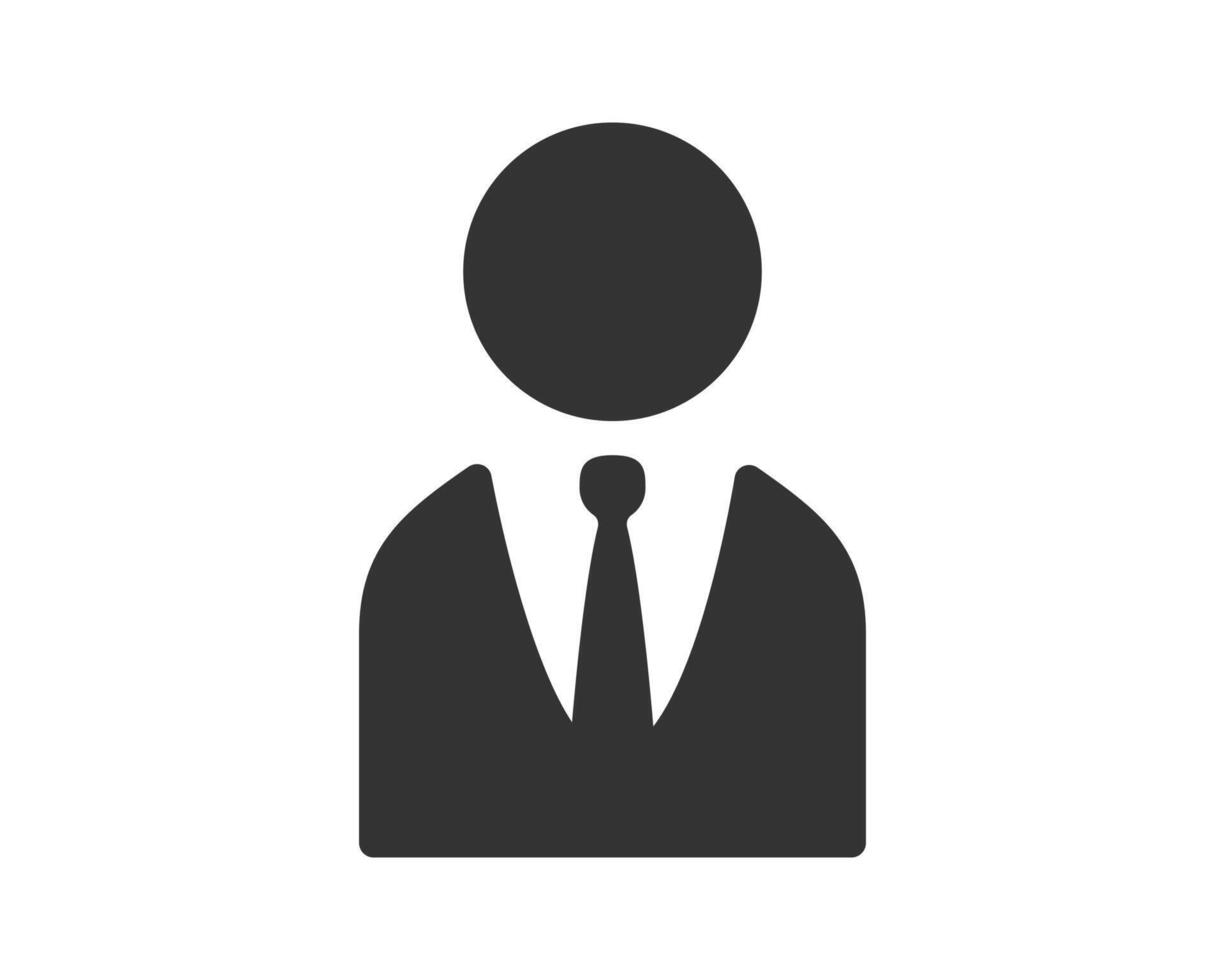 Simple glyph of a person in a suit and tie, symbolizing professionalism, business, and authority. Ideal for web design, presentations, and corporate communications. Clean, modern design. vector