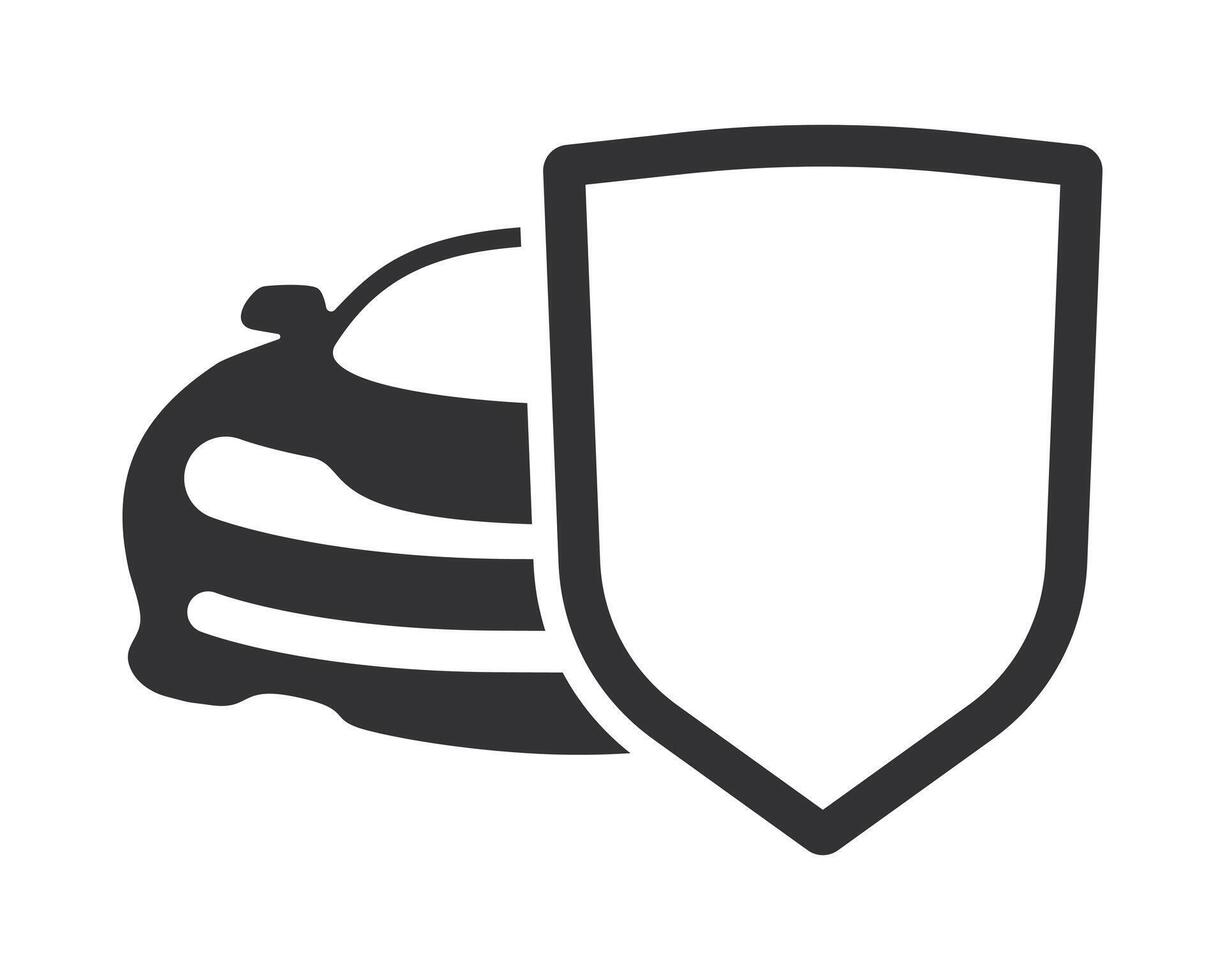 Car protected by shield. Conceptual illustration of automobile security, vehicle insurance, safety. Flat design. Use for apps, websites, print. vector