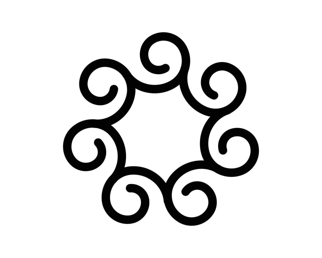 Elegant design. A minimal, stylized circular frame, with swirling shapes. Represents wholeness, connection, unity. Perfect for logos, branding, backgrounds, and creative projects. vector