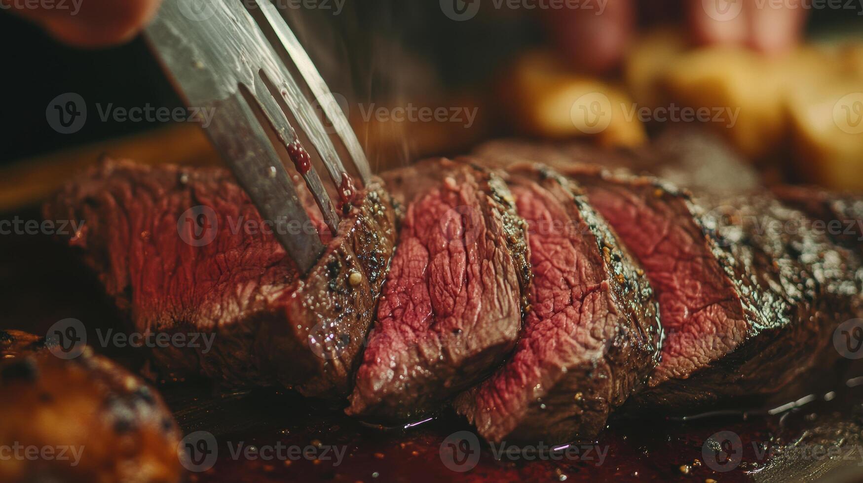 Sliced Steak Ready to Eat. photo