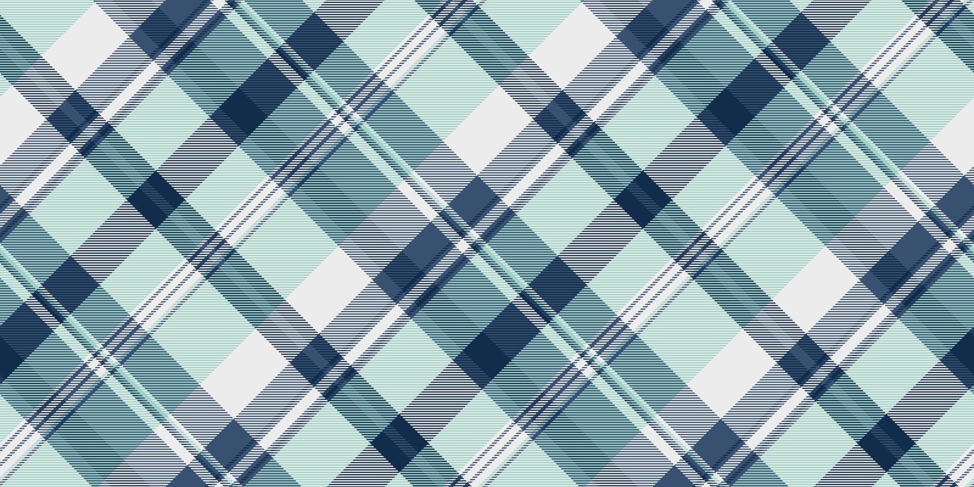 Abstract plaid pattern with intersecting lines in cool blues, greens, and white. Use as a textile, wallpaper, or background for designs needing a traditional touch. vector