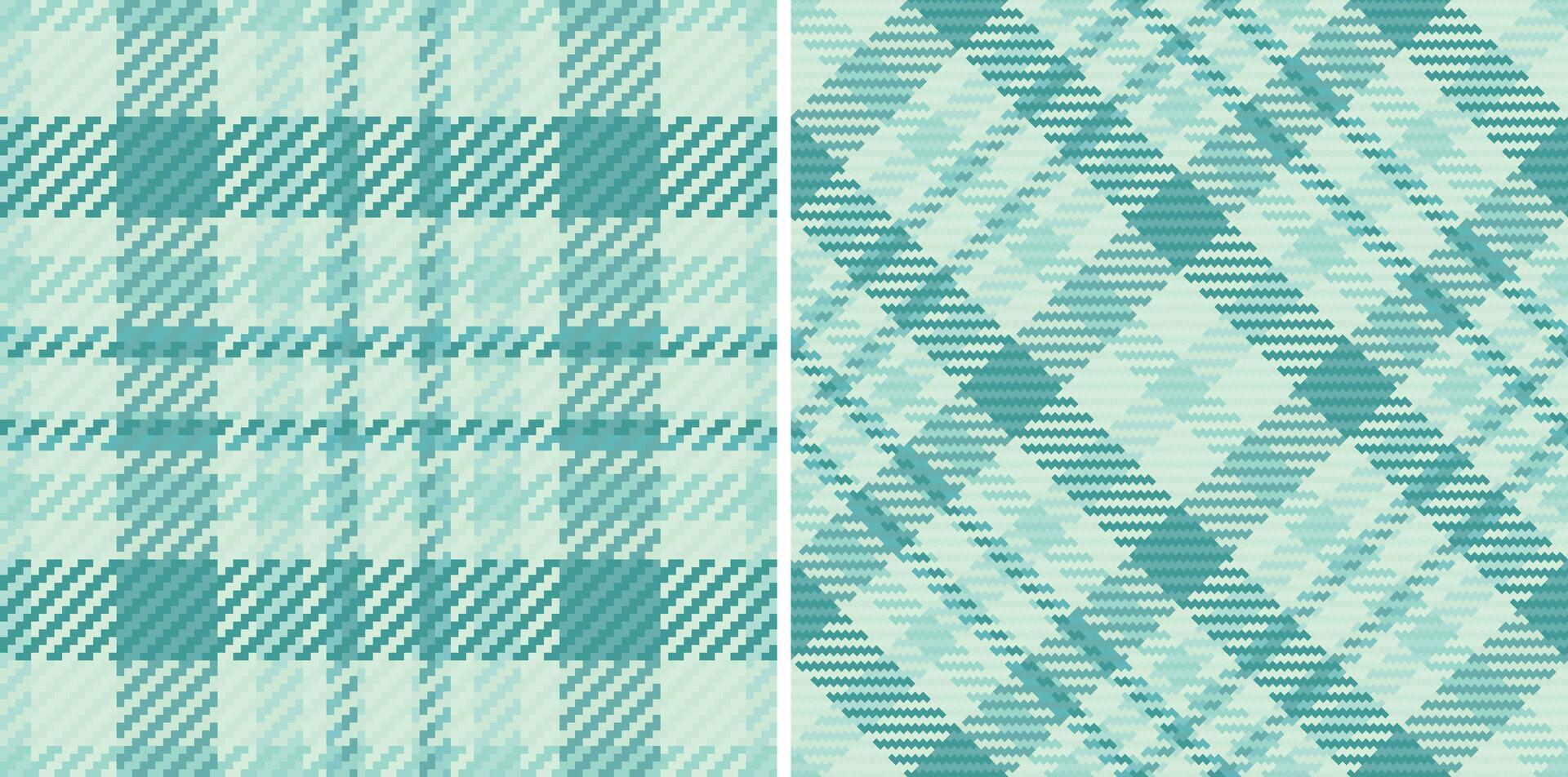 Elegant teal plaid patterns. Two seamless designs, perfect for textile prints, apparel, websites, or packaging. vector