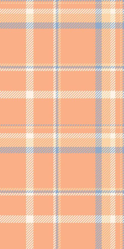 Mixed tartan textile fabric, style pattern texture check. Grand plaid background seamless in orange and old lace colors. vector
