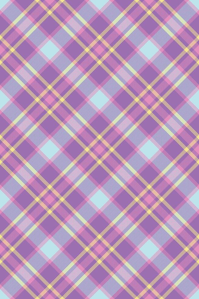Pano background pattern, argyle tartan textile texture. Bedding seamless plaid fabric check in violet and pink colors. vector