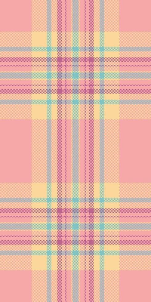 Pastel pink and yellow plaid pattern. Perfect for textile design, website backgrounds, or crafting projects. This soft, subtle texture evokes feelings of warmth and serenity. vector