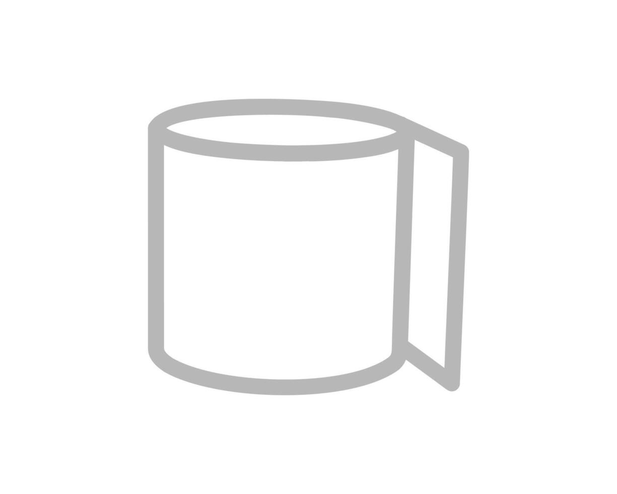 Simple grey line art illustration of a roll of paper, partially unrolled. Perfect for website icons, app design, or representing concepts like beginnings, progress, or resource depletion. vector