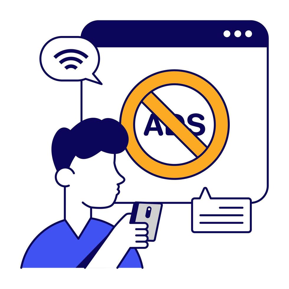 Modern Conceptual flat design icon of stop ad vector