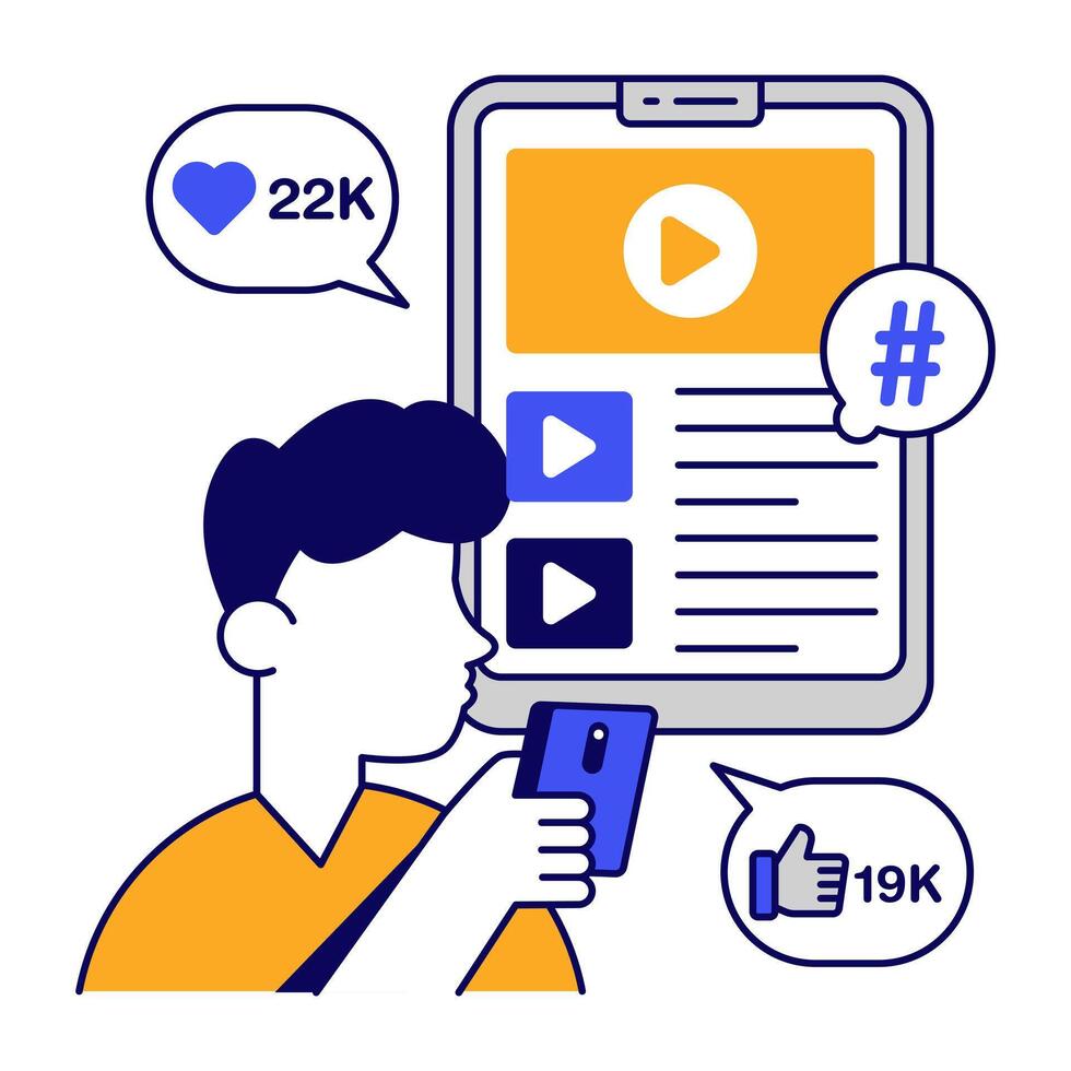 Modern icon design of mobile videos,likes vector