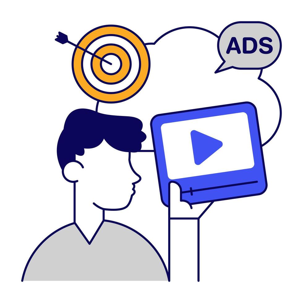 Editable design icon of cloud videos target vector