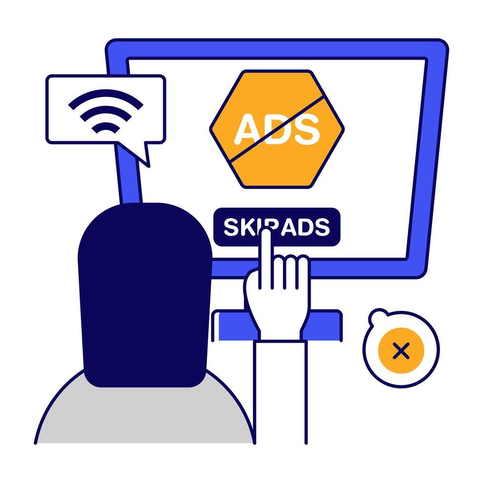 Premium Conceptual flat design icon of stop ad vector