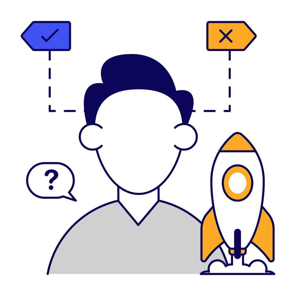 Conceptual flat design icon of startup vector