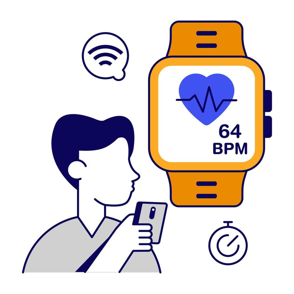Trendy vectors flat outlines design of fitness tracker