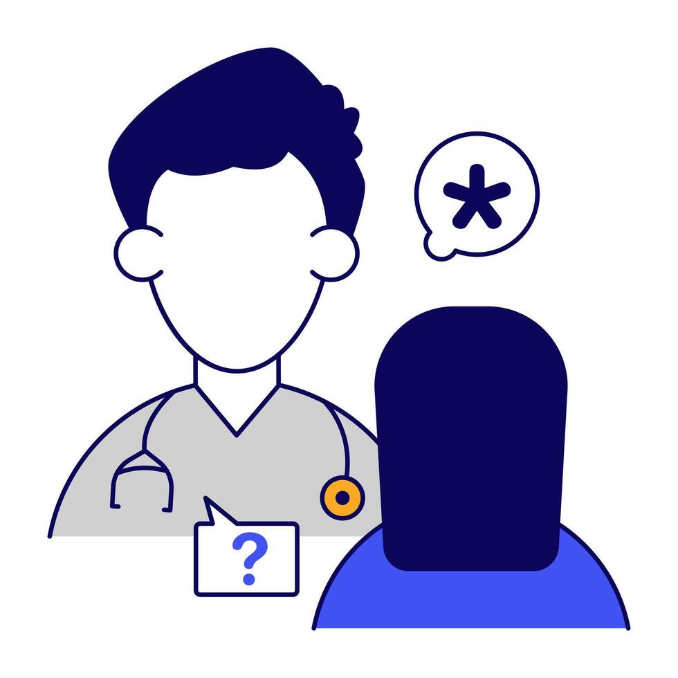 A unique flat outlines design icon of doctor patient vector