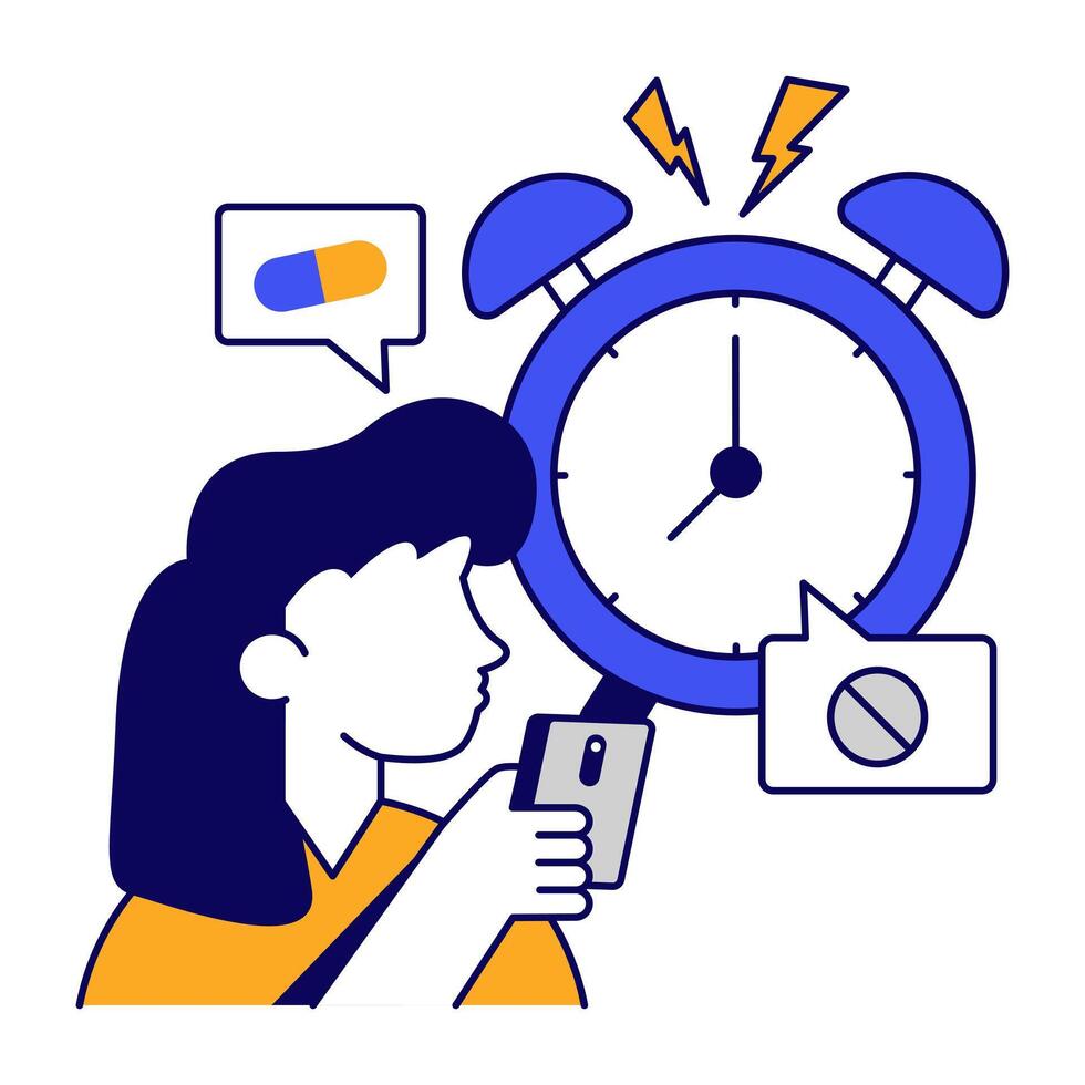 Modern flat outlines design icon of medicine time vector