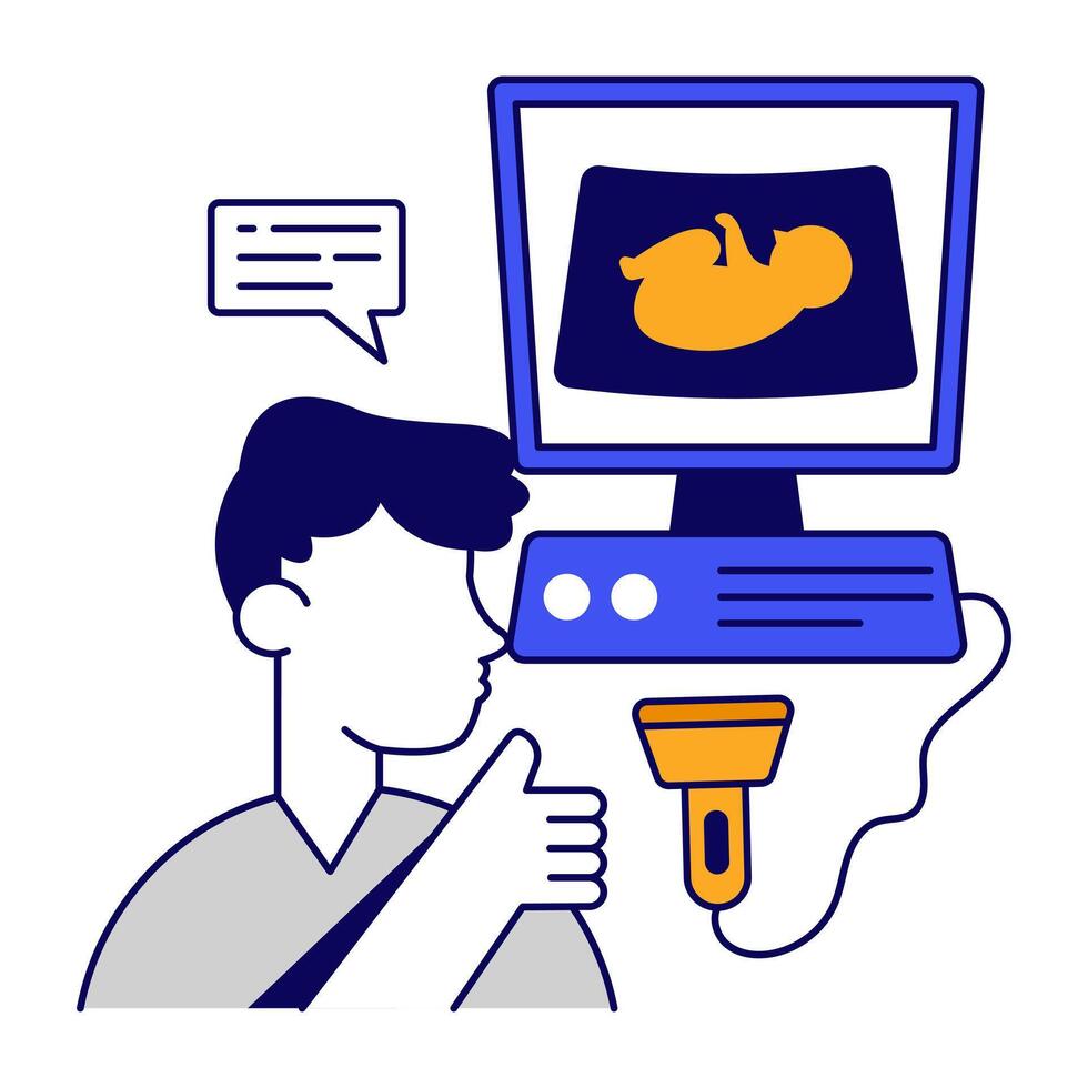 Modern design icon of ultrasound flat outline vector