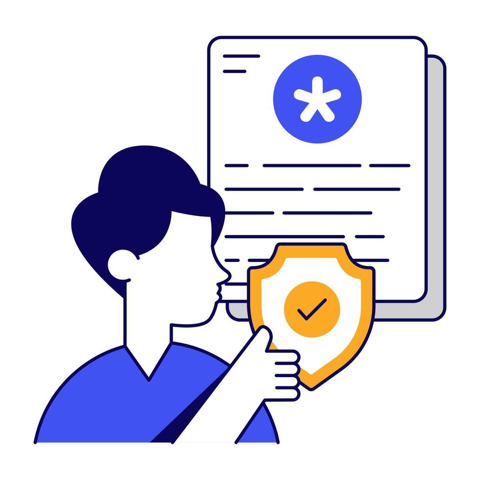 Trendy flat outline design icon of privacy policy vector