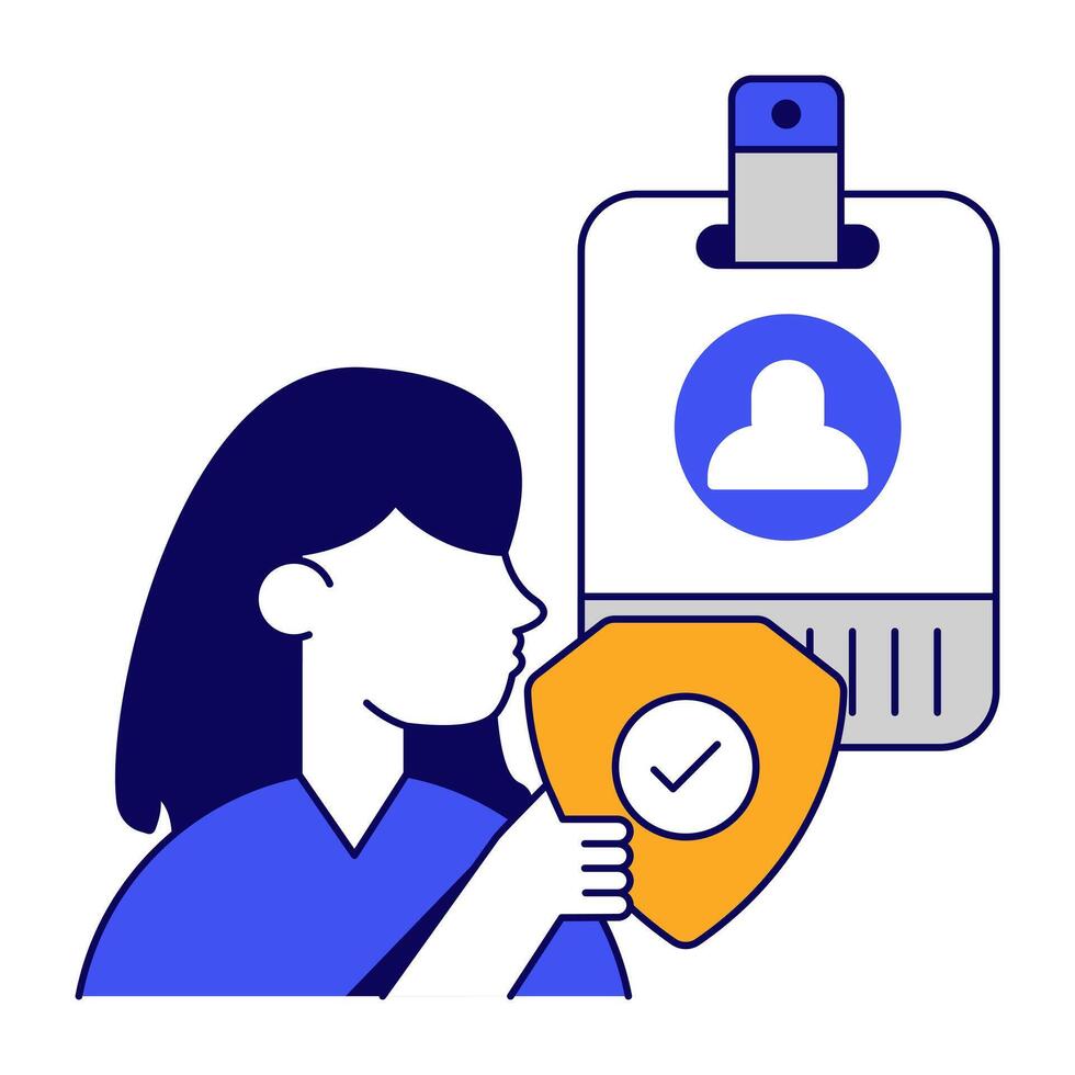 A modern flat outlines design icon of secure id card vector