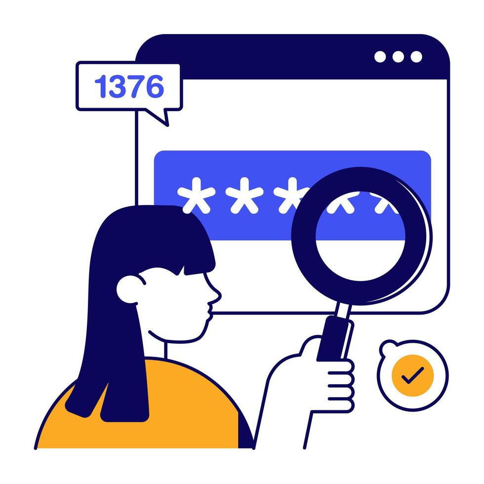 Modern flat outlines design icon of search password vector