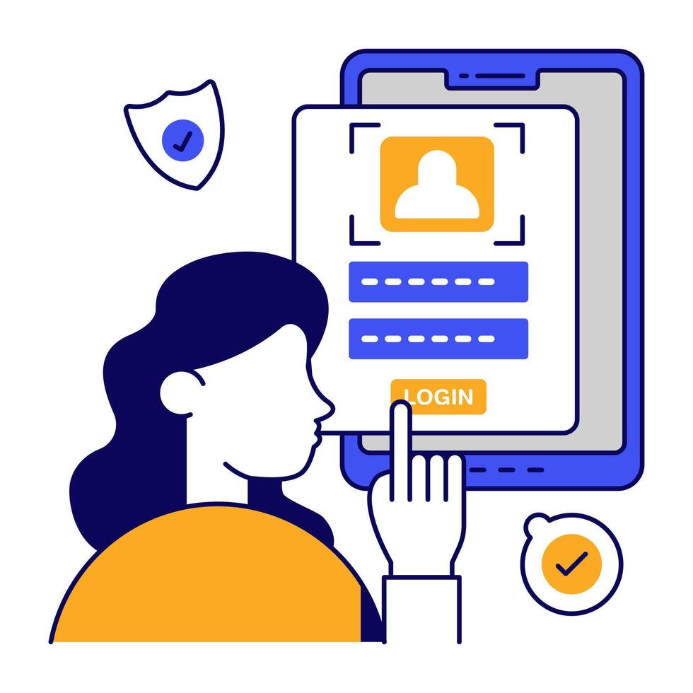 Perfect flat outlines icon of secure login vector