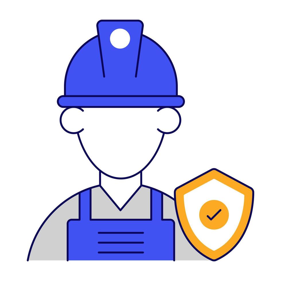 Avatar wearing hard hat, icon of labor security vector