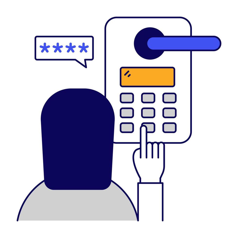 Unique flat outlines design icon of smart door lock vector