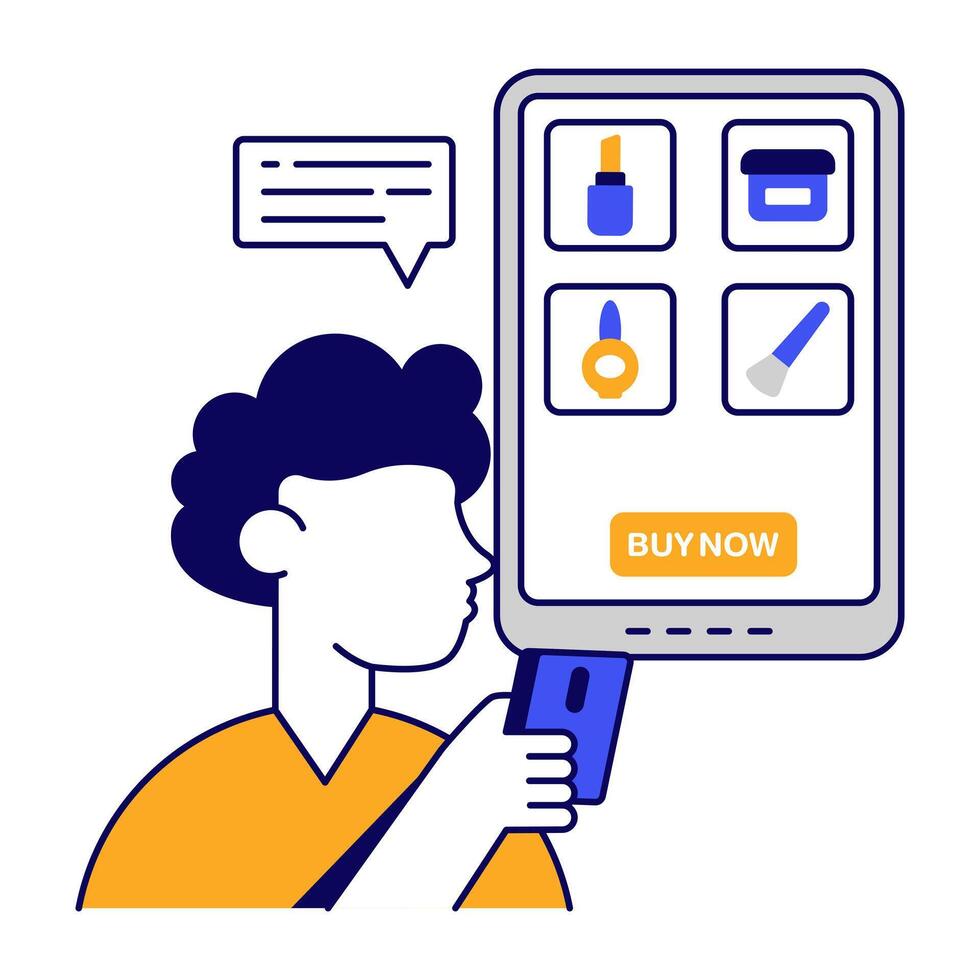 Modern design icon of mobile shopping, buy now concept vector