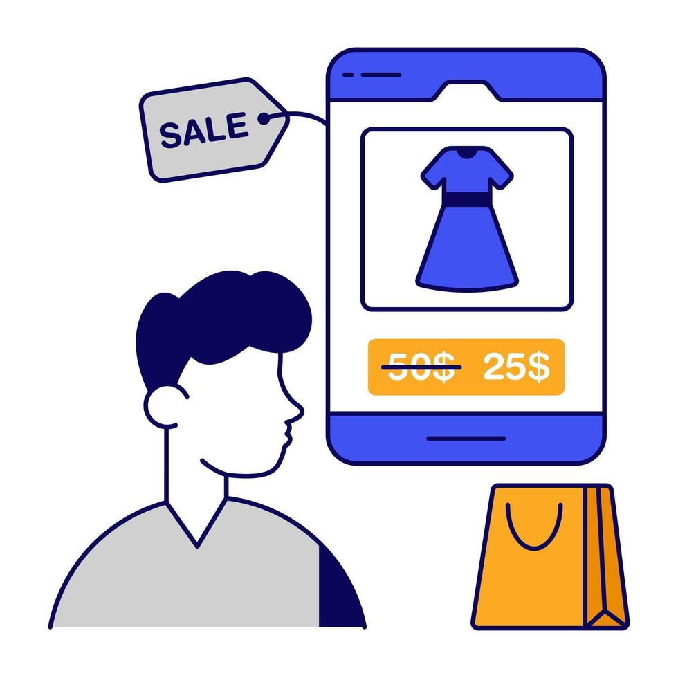 Modern icon of buy frock online vector