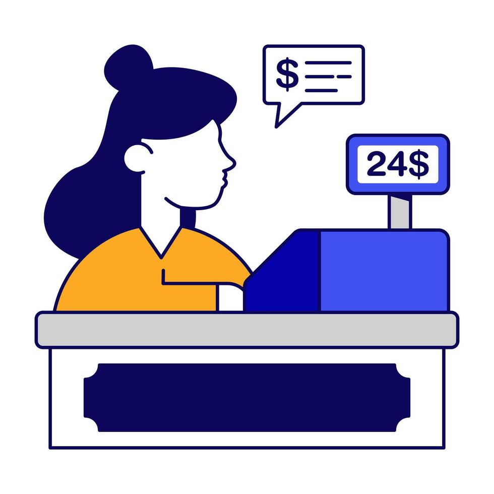 A flat outline design icon of receptionist vector