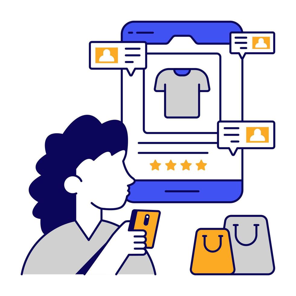 flat outline icon of customer feedback vector