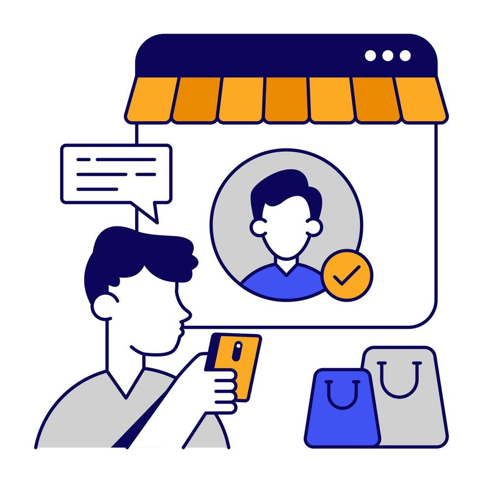 Perfect flat outline icon of online shop vector