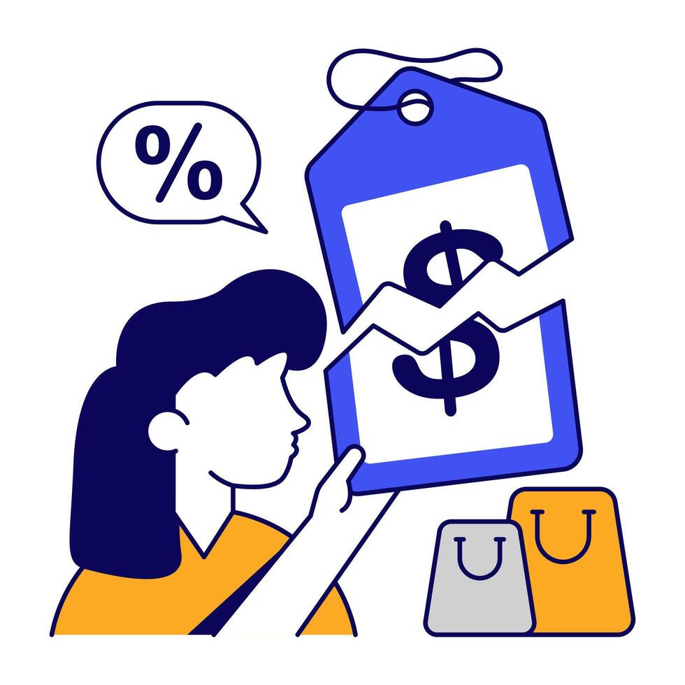 An flat outline icon design of cut price vector