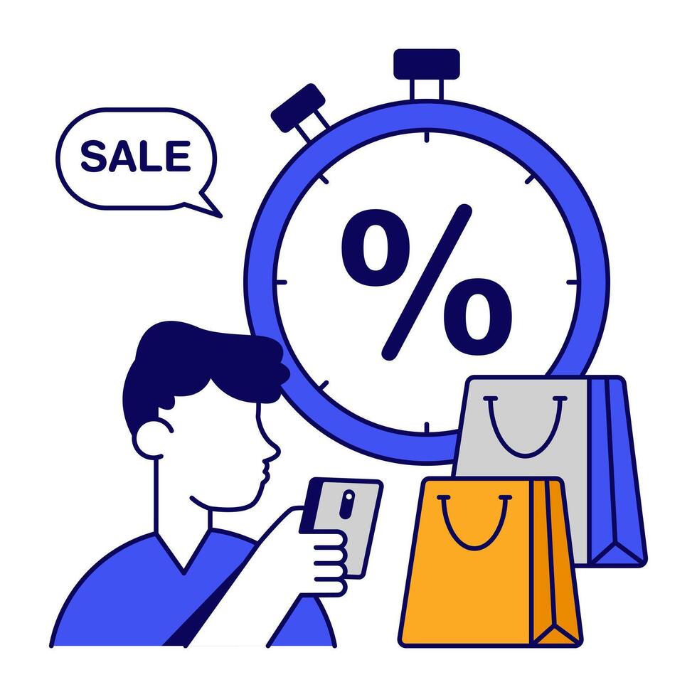 Trendy outline design icon of shopping discount vector