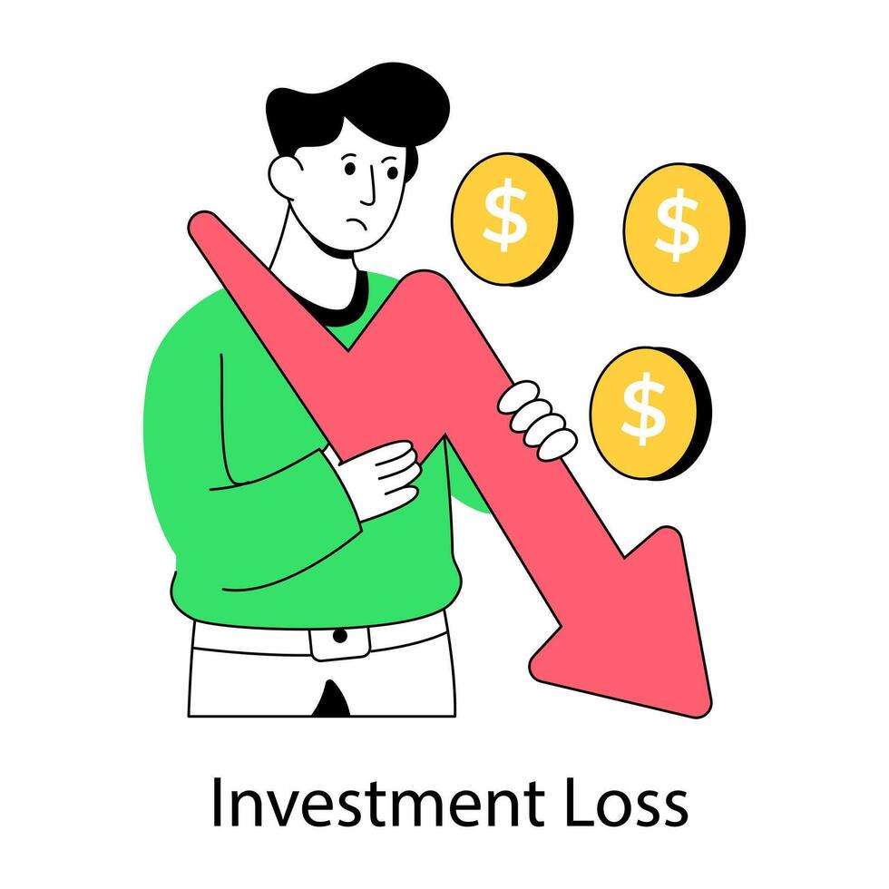 Trendy design illustration of investment loss vector