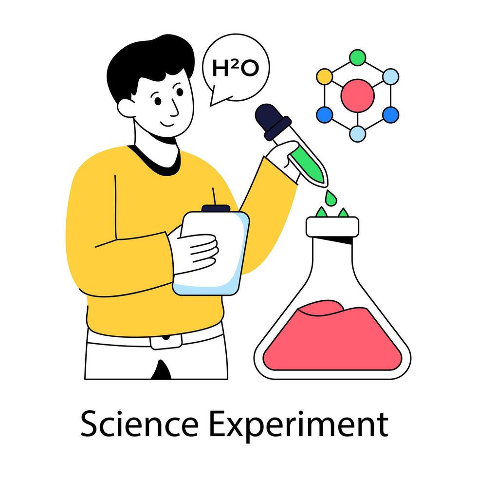 Perfect design illustration of test tube with dropper, science experiment vector