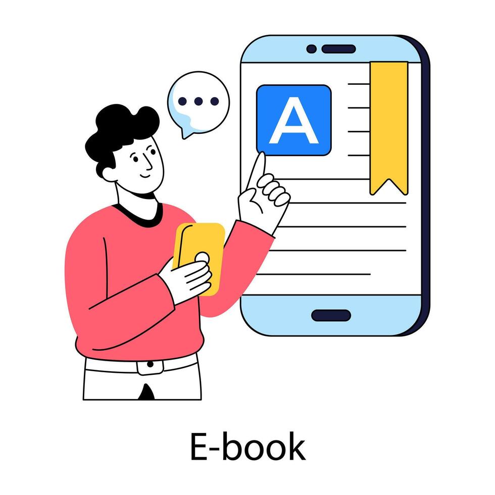Conceptual flat design illustration of mobile book vector