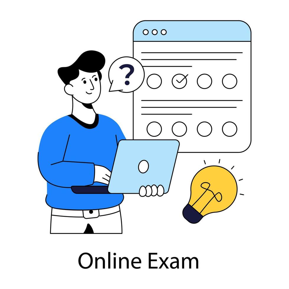 Modern design illustration of online exam vector