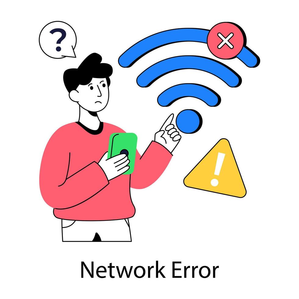 Trendy design illustration of network error vector
