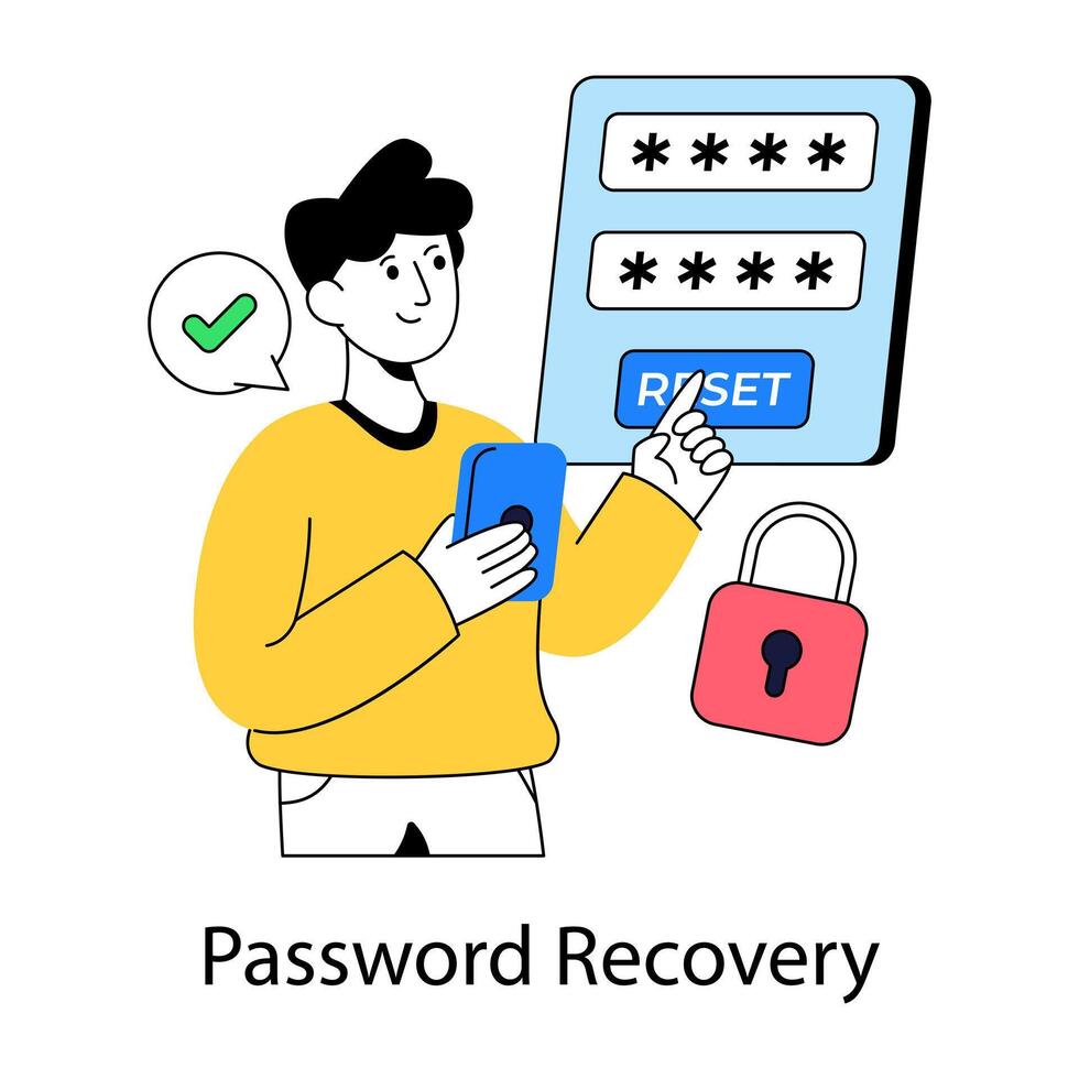 Conceptual flat design illustration of password recover vector