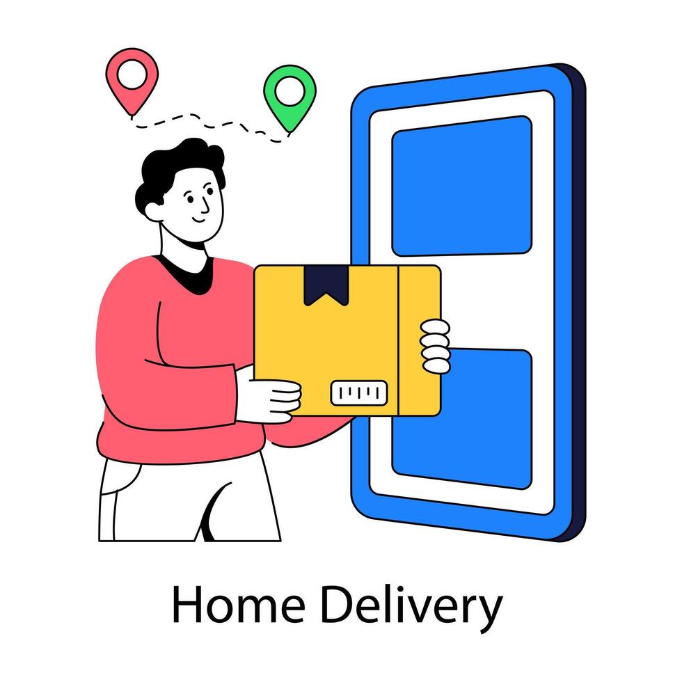 Conceptual design illustration of door delivery vector