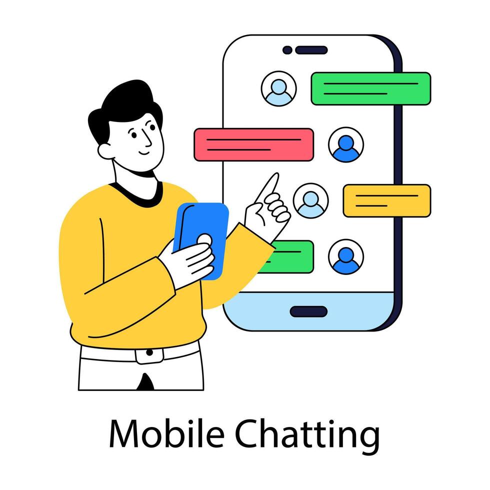 Modern design illustration of mobile chatting vector