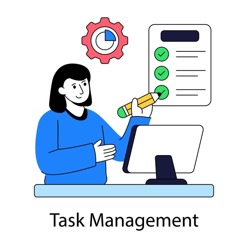 Illustration of task management in isometric design vector