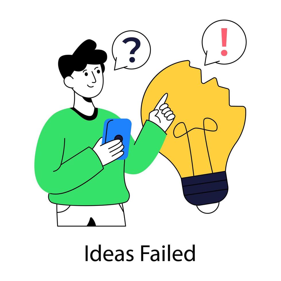An illustration design of idea failed vector