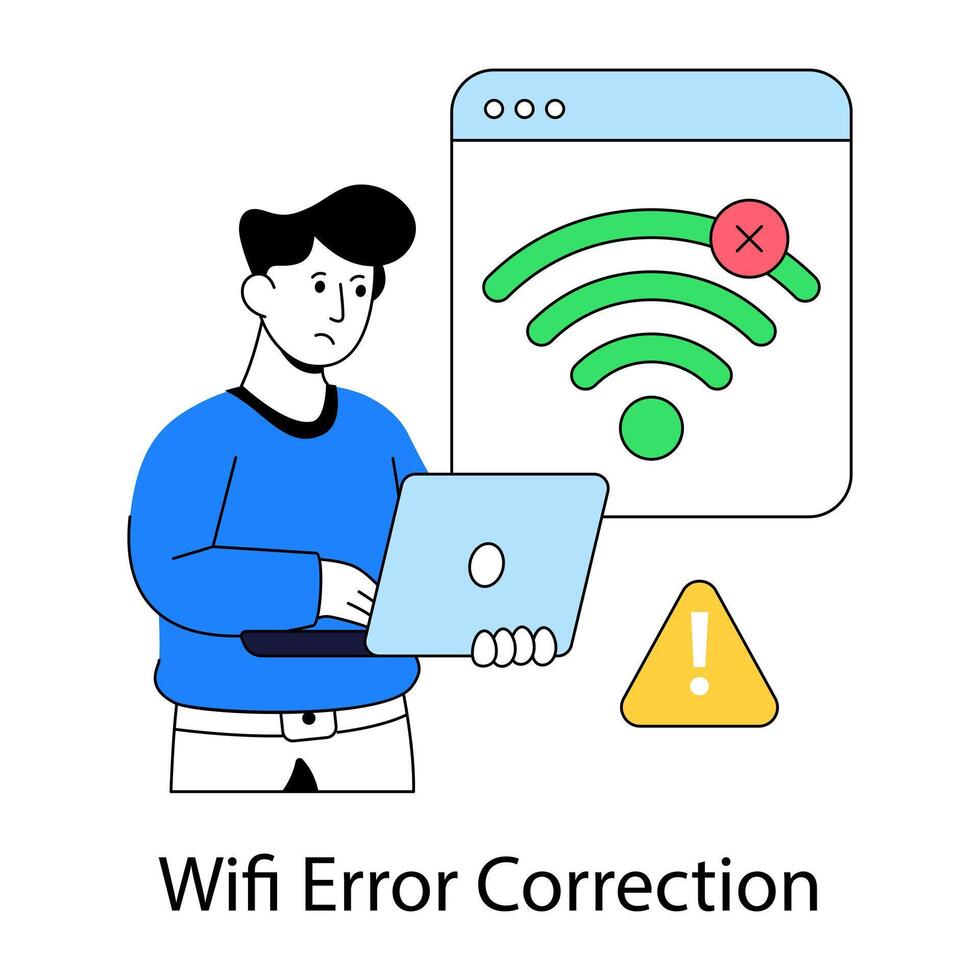 Trendy design illustration of wifi error correction vector