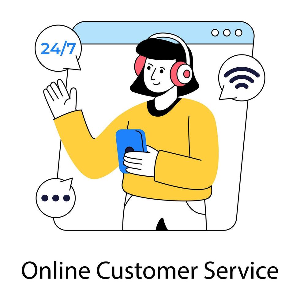 A colored design illustration of online customer service vector