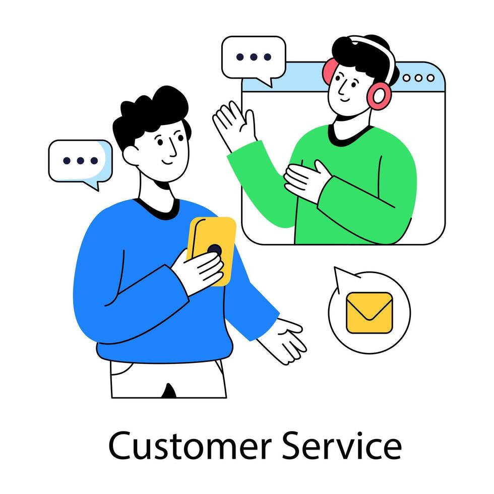 A colored design illustration of customer service vector