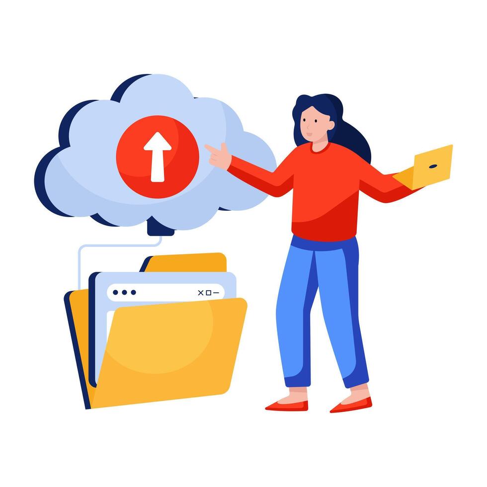 Editable design illustration of cloud folder upload vector