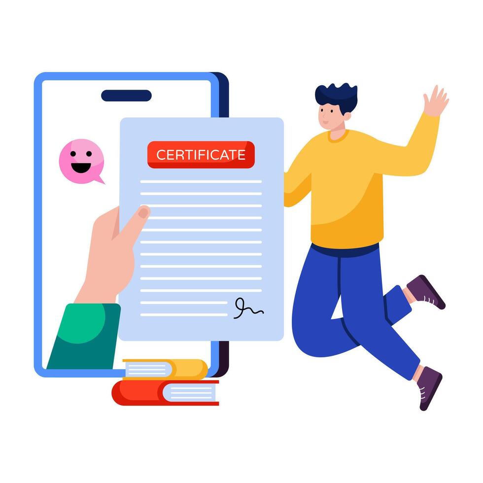 Paper with ribbon, flat design of certificate illustration vector