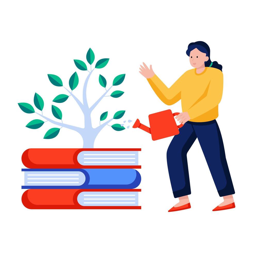 Booklet with showing concept of knowledge growth vector