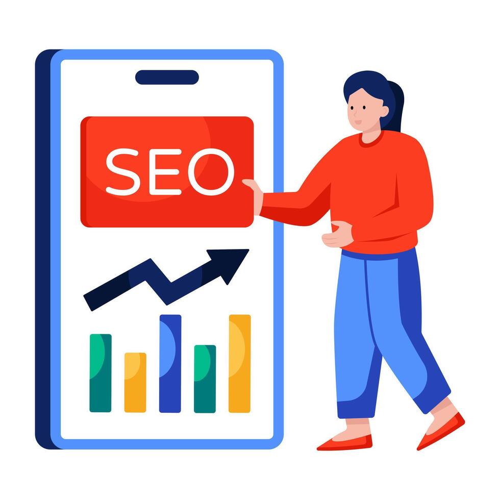 A colored design illustration of seo analytics vector